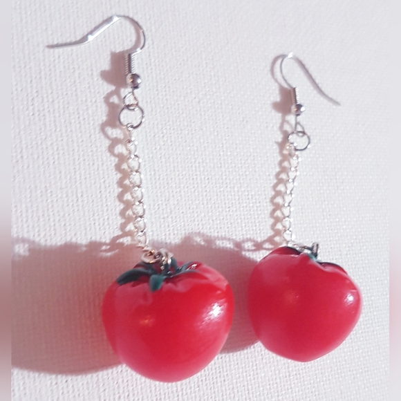 TomatEARS Tomato Women's Earrings Handmade Jewelry Dangling Food NEW - Picture 4 of 10